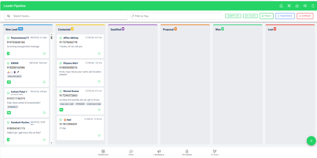 HK Reach Lead Pipeline Kanban Board